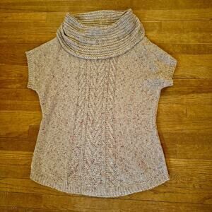 db light gray with mixed color flex cap sleeve cable knit cowl sweater 1X b30